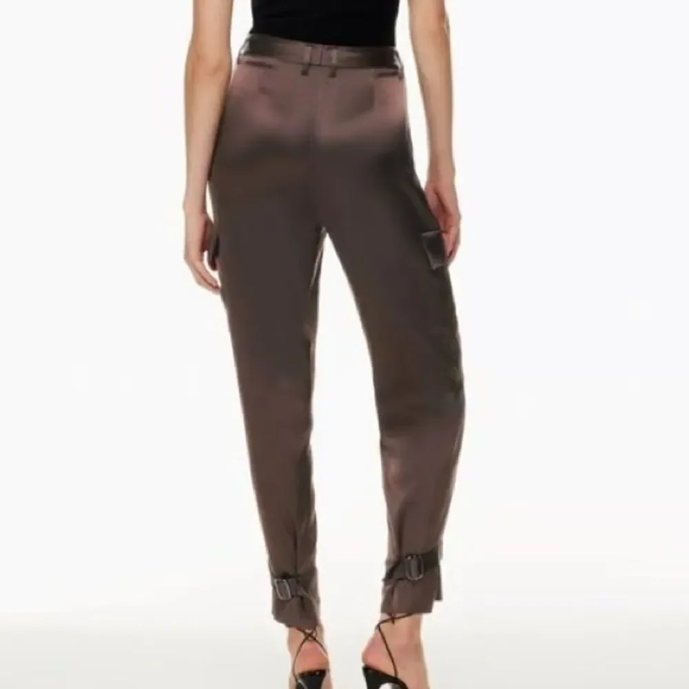 BABATON refined silk cargo pants, chocolate